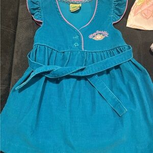 Vintage Cabbage patch Kids teal Corduroy Dress with Belt